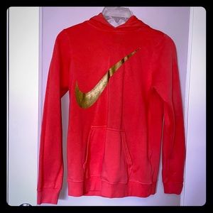 Nike Coral and Gold pullover hoodie - Kids XL